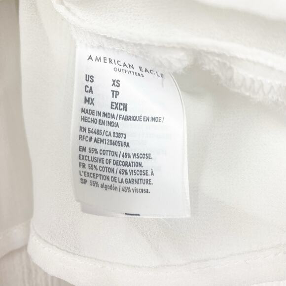 American Eagle Flutter Sleeve Button Up Blouse Cropped Ruffle Womens Size XS - Picture 7 of 12